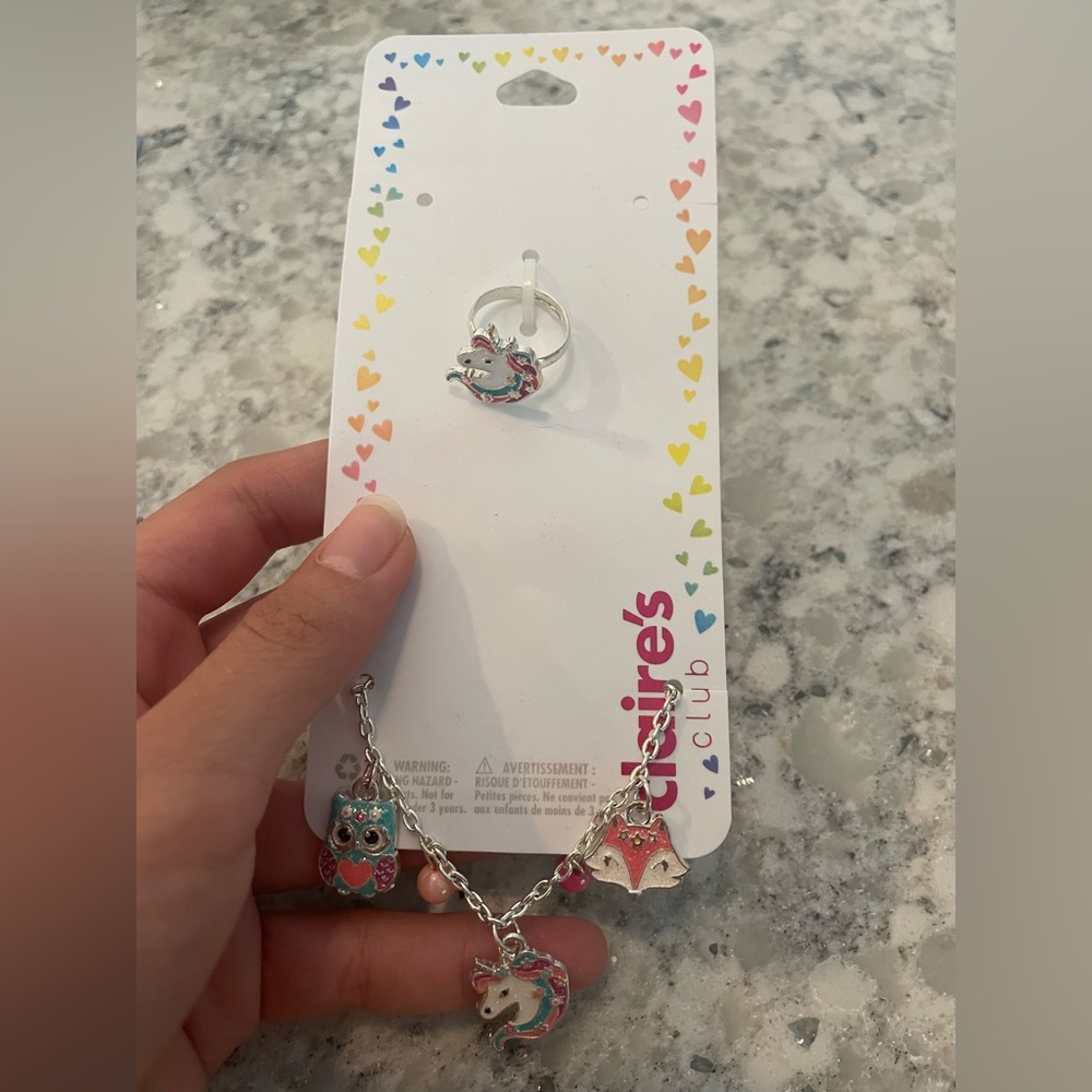 Claire’s Colorful Unicorn Bracelet and Ring Set